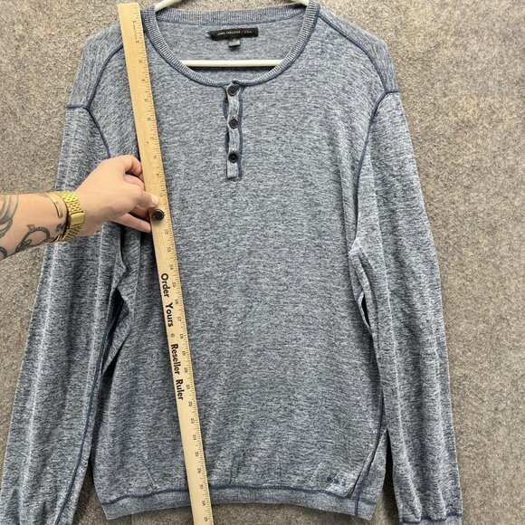 John Varvatos U.S.A. Henley Shirt Mens Medium Gray Long Sleeve Lightweight - Picture 7 of 10